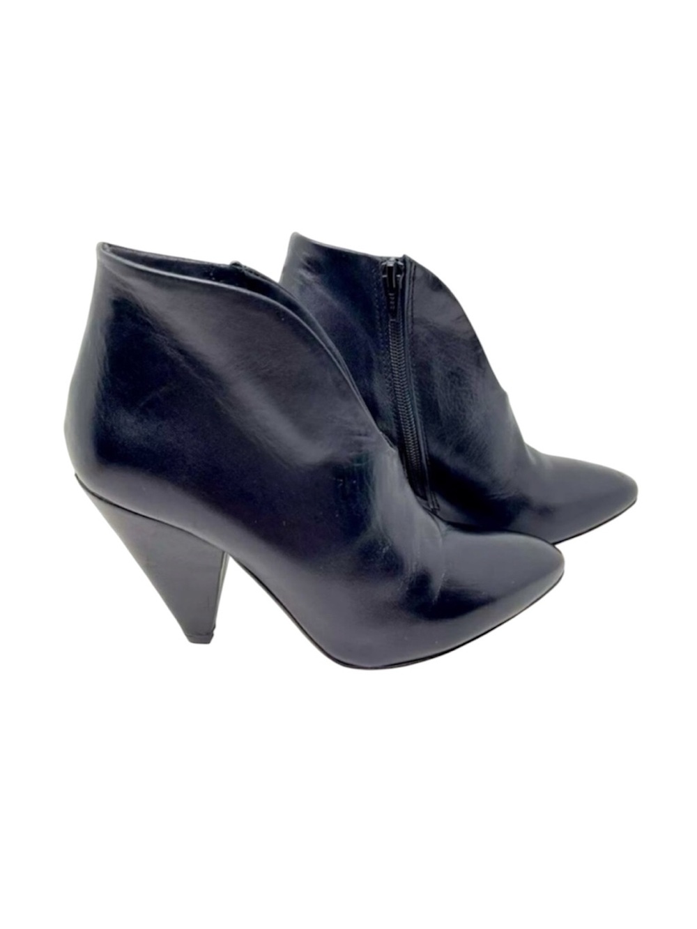 Women's Unlace Black Leather Pointed Toe Ankle Boots Made in Italy